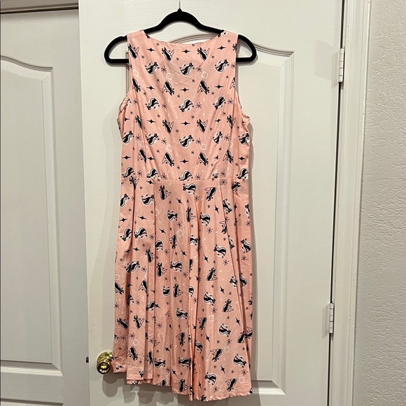 Voodoo Vixen Pink with Black Cats Sleeveless Dress Size XL - Picture 6 of 7